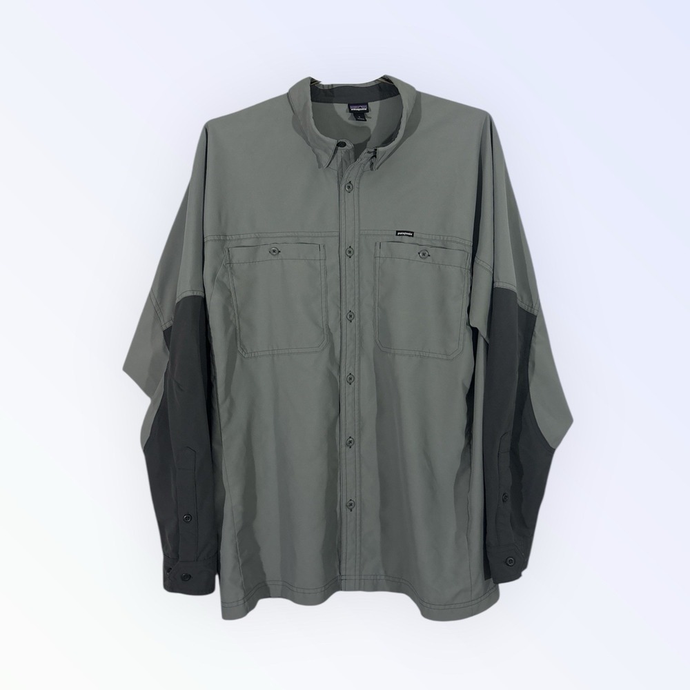 Patagonia Men's Lightweight Field Shirt Long Sleeve size L Grey Hiking Fishing